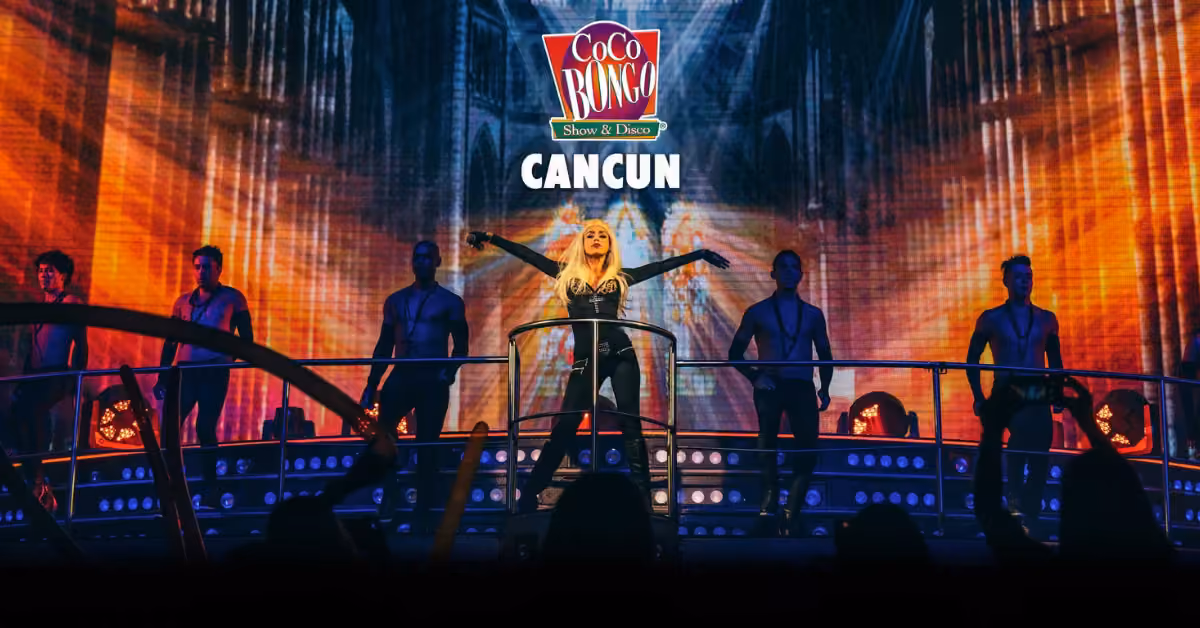 Acrobatic show over the crowd at Coco Bongo night club